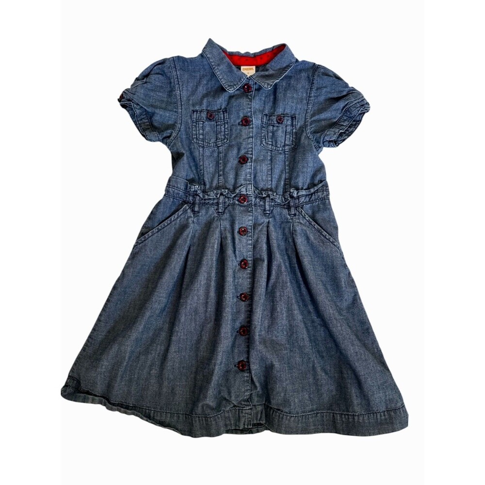 GYMBOREE Girls Denim Dress, Size 8, Blue w/ Pockets & Belt Loops, 100% Cotton